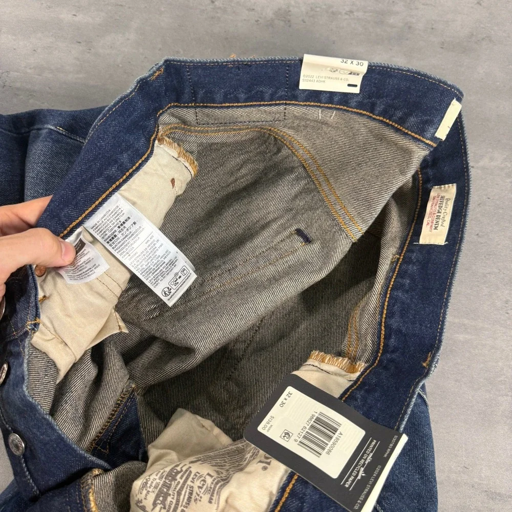 Levi's Jeans 32x30 501 90s Blue Selvedge Denim Straight Leg Dark Wash Big E $138